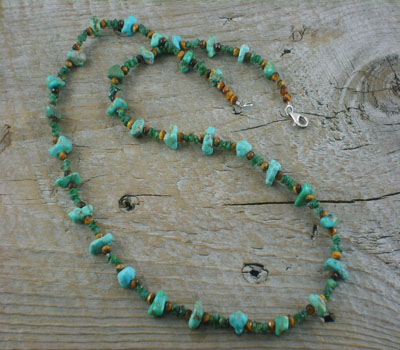 Necklace Turquoise Nugget w/ Emerald Chips